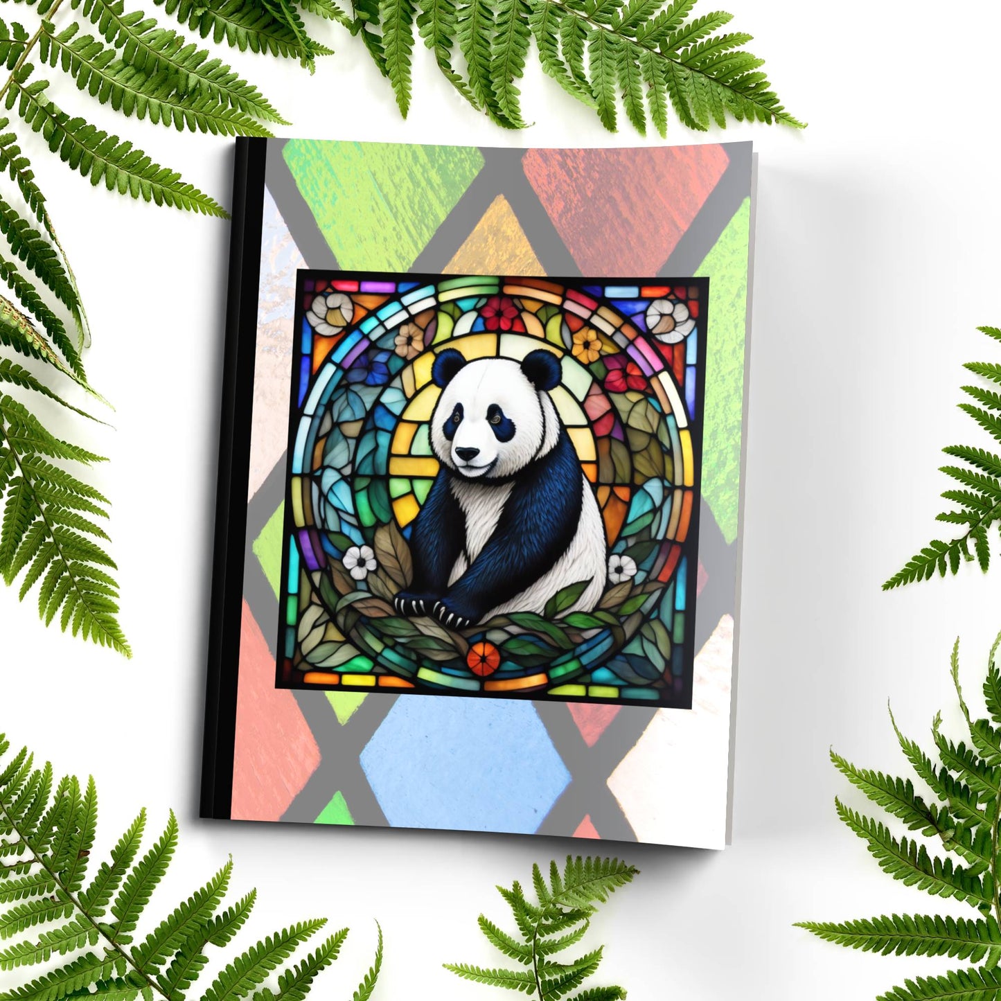Panda stained glass zoo animals paperback composition notebook journal for mindfulness writing and affirmations