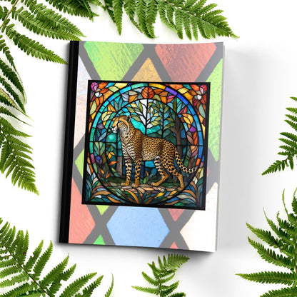 Cheetah stained glass zoo animals paperback journal composition notebook for creative writing and self-care