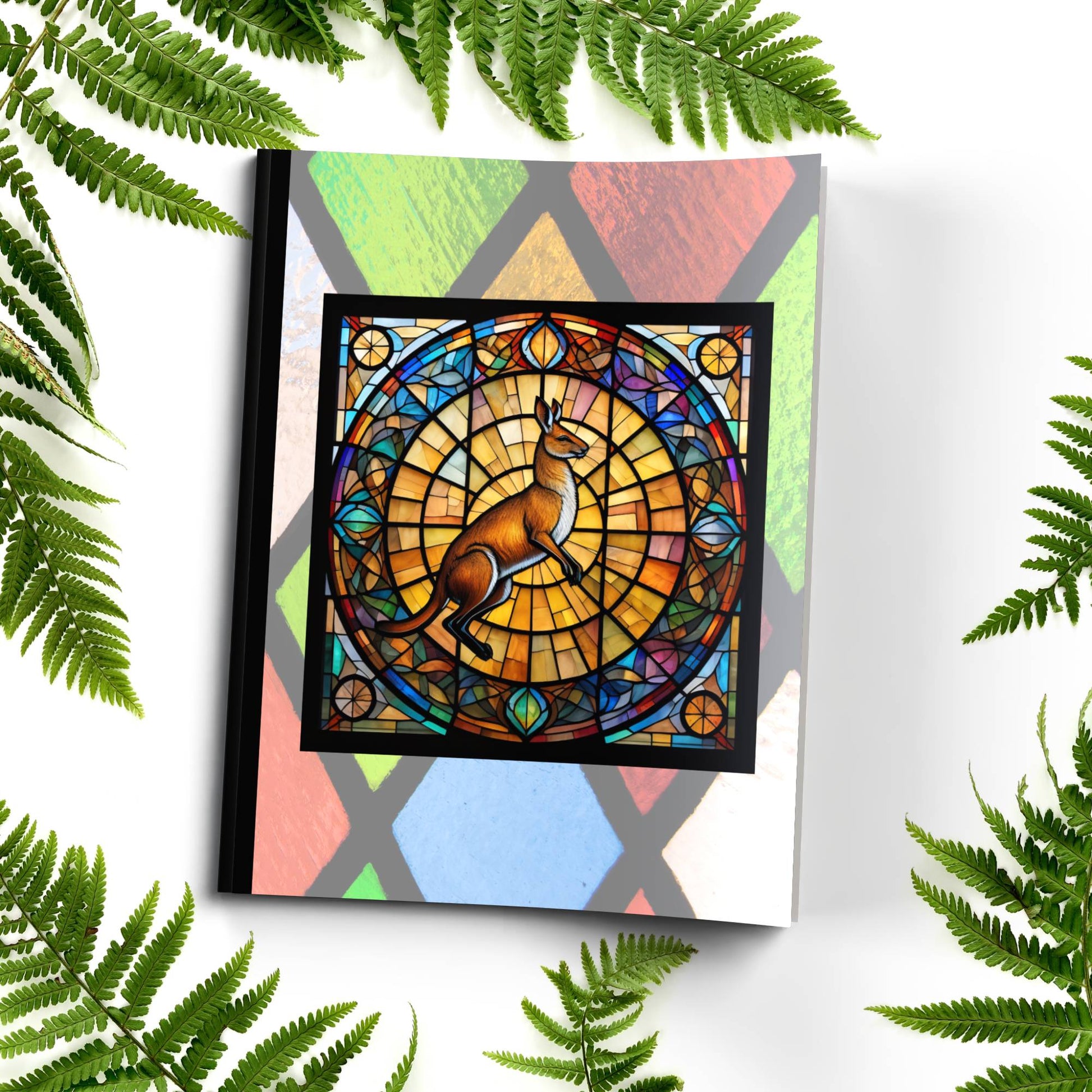 Kangaroo stained glass zoo animals paperback composition notebook journal for creative writing and note-taking