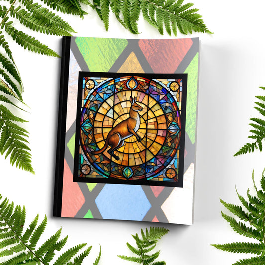 Kangaroo stained glass zoo animals paperback composition notebook journal for creative writing and note-taking