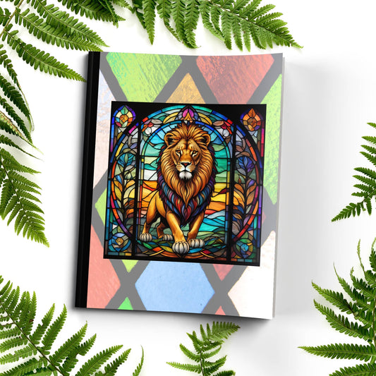 Lion stained glass zoo animals paperback composition notebook journal for mindful writing, notes, and self-care