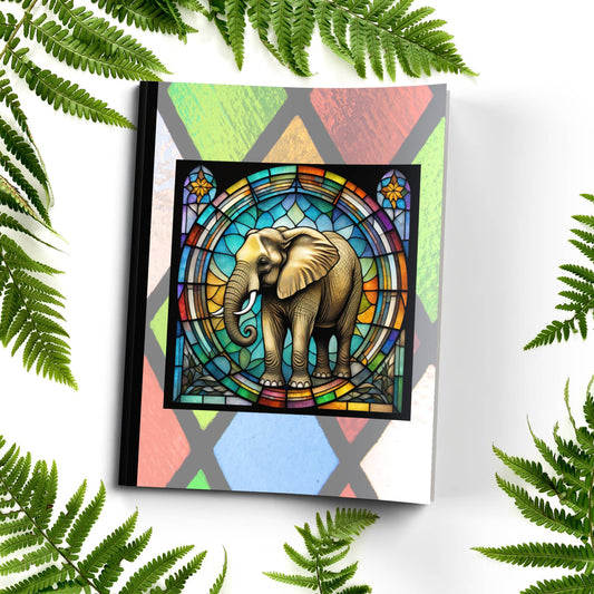 Elephant stained glass zoo animals paperback journal composition notebook for creative writing and mindfulness