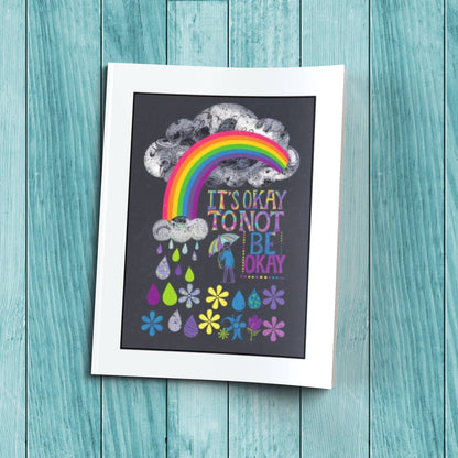It’s Okay To Not Be Okay sturdy cardstock cover composition notebook for therapy journaling, mindfulness, and self-care writing.
