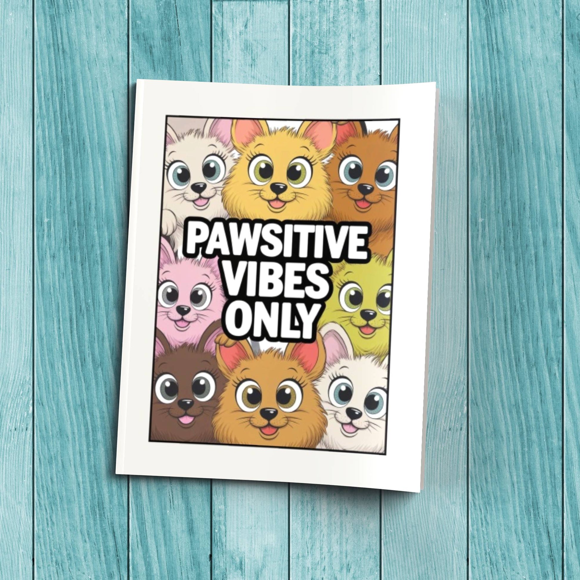 Pawsitive Vibes Only sturdy cardstock cover notebook for affirmations, journaling, and mindfulness writing.