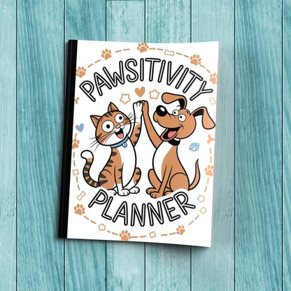Pawsitivity Planner sturdy cardstock cover composition notebook for daily journaling and self-care writing.
