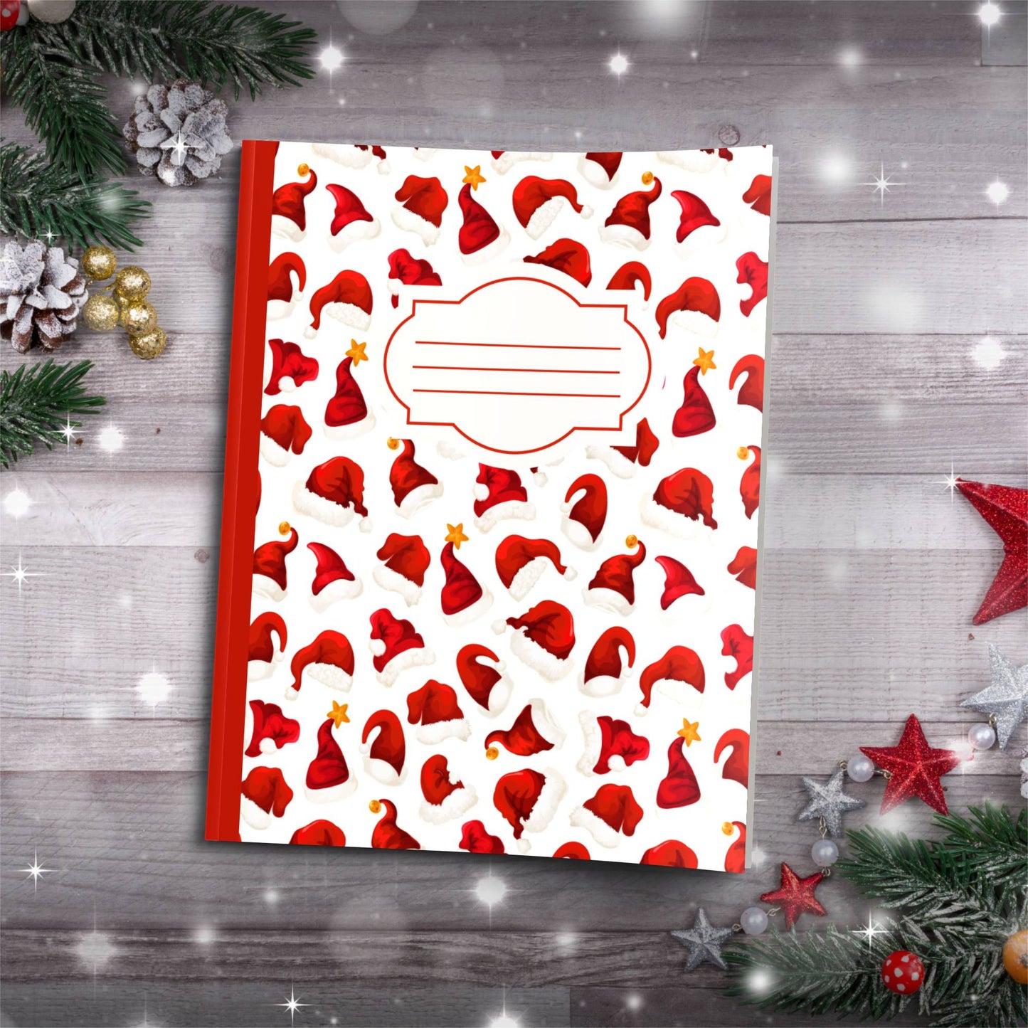 Santa Claus, Reindeer & Candy Canes Paperback Christmas Composition Notebook for mindful journaling and holiday cheer