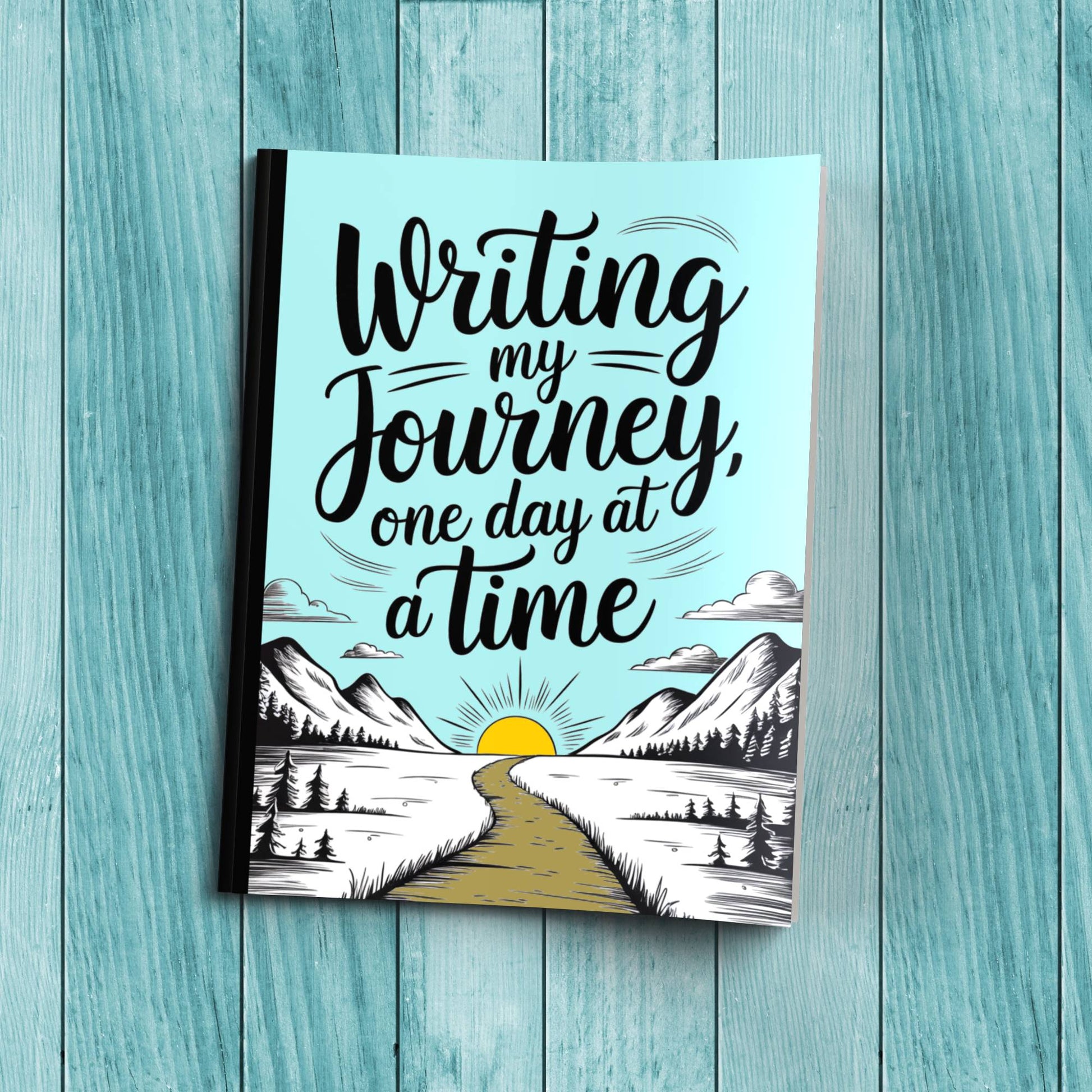 Writing My Journey One Day At A Time sturdy cardstock cover notebook for mindfulness journaling and reflections.
