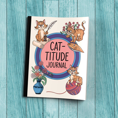 Cute Cat-titude sturdy cover composition notebook for stress relief, journaling, and therapy reflections.
