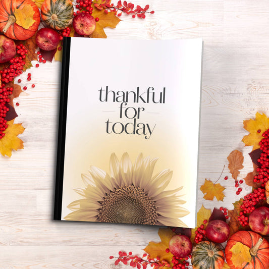 Thankful For Today paperback composition notebook for positivity, reflection, and mindful writing.