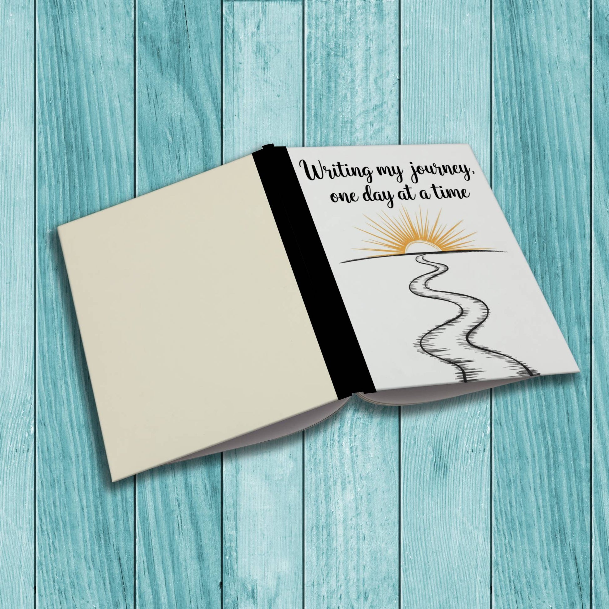 Inspirational Writing My Journey One Day At A Time sturdy cardstock cover composition notebook for self-care writing.