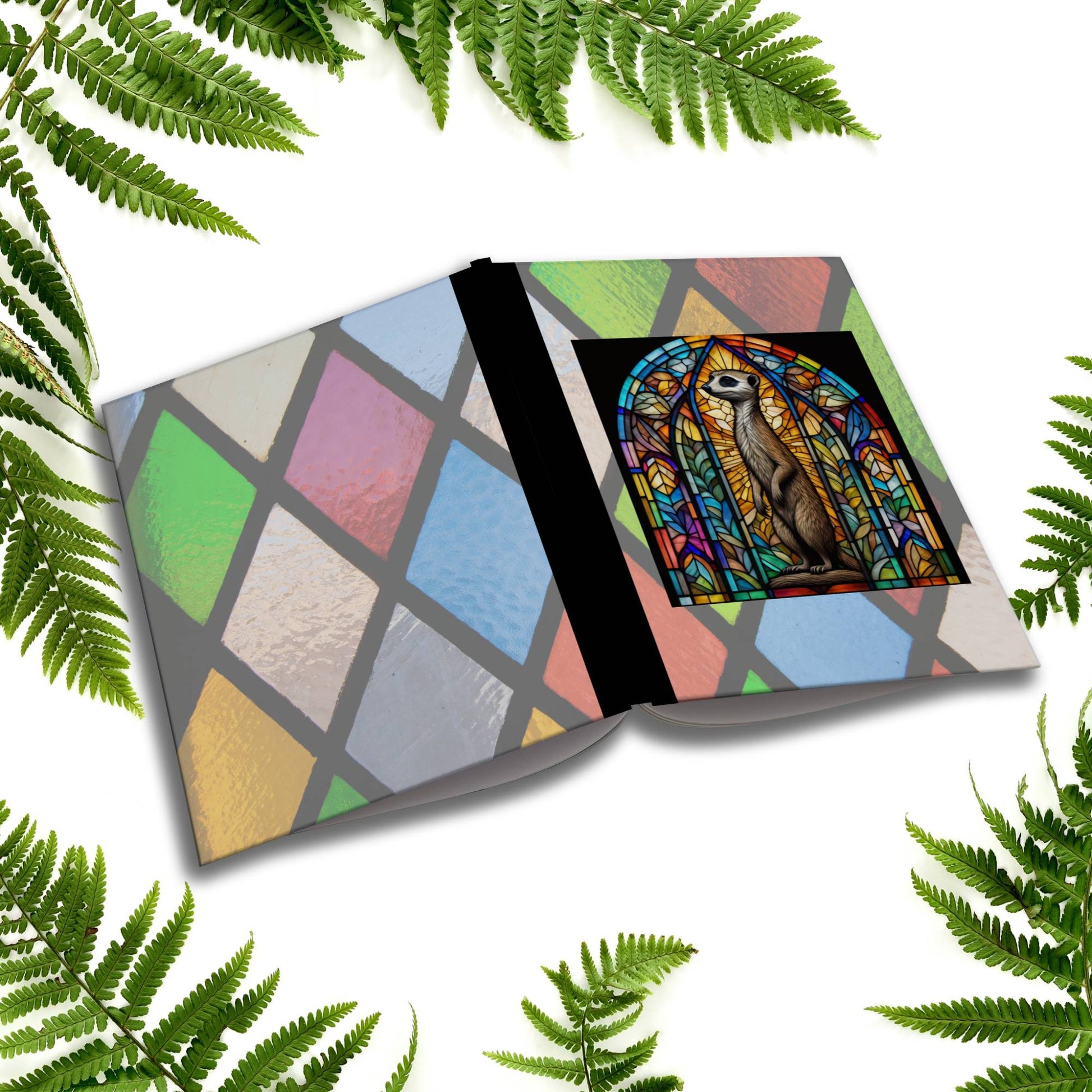 Meerkat stained glass zoo animals paperback writing journal composition notebook for creative journaling and notes