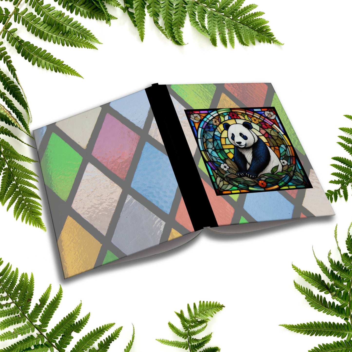 Panda stained glass zoo animals paperback composition notebook journal for mindfulness writing and affirmations
