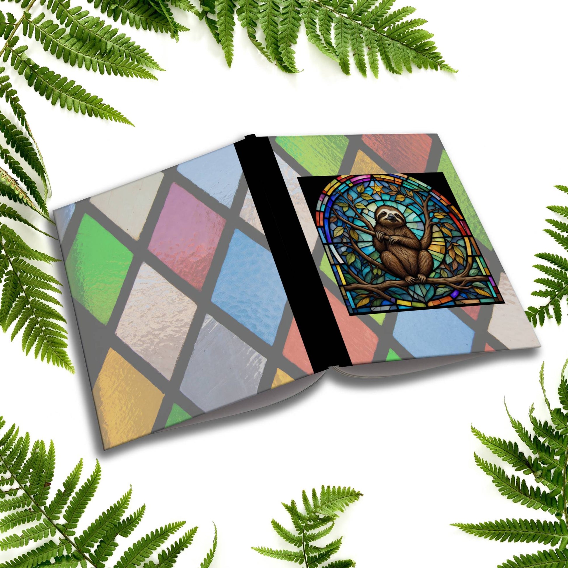 Sloth stained glass zoo animals paperback composition notebook journal for relaxation, mindful writing, and notes