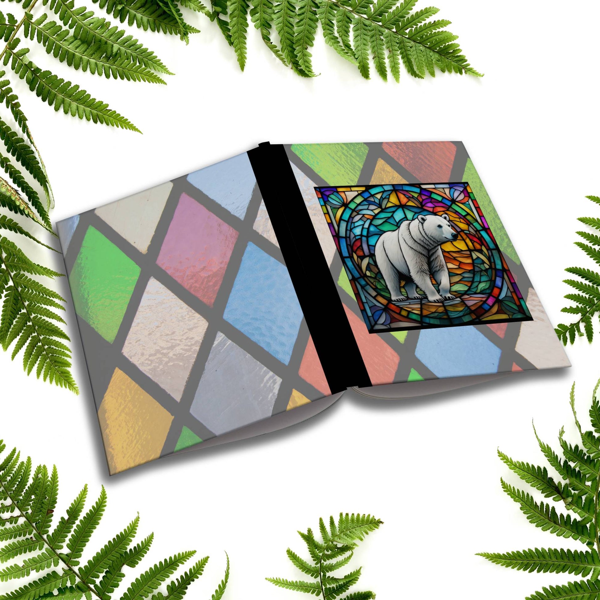 Polar bear stained glass zoo animals paperback composition notebook journal for creative writing and daily notes