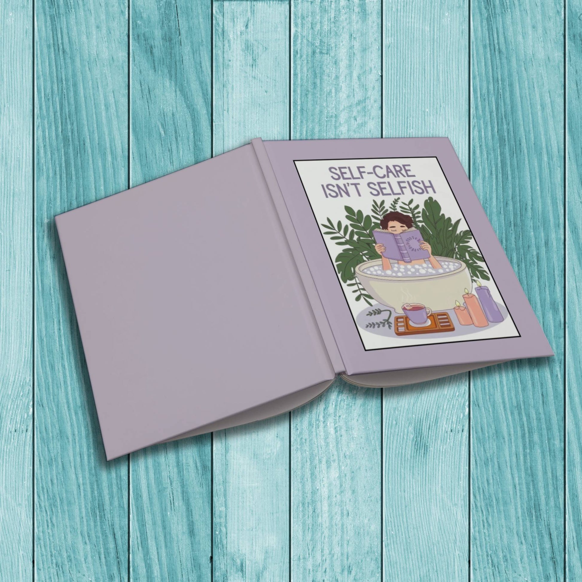 Self-Care Isn’t Selfish sturdy cardstock cover composition notebook for journaling, mindfulness, and self-care practices.