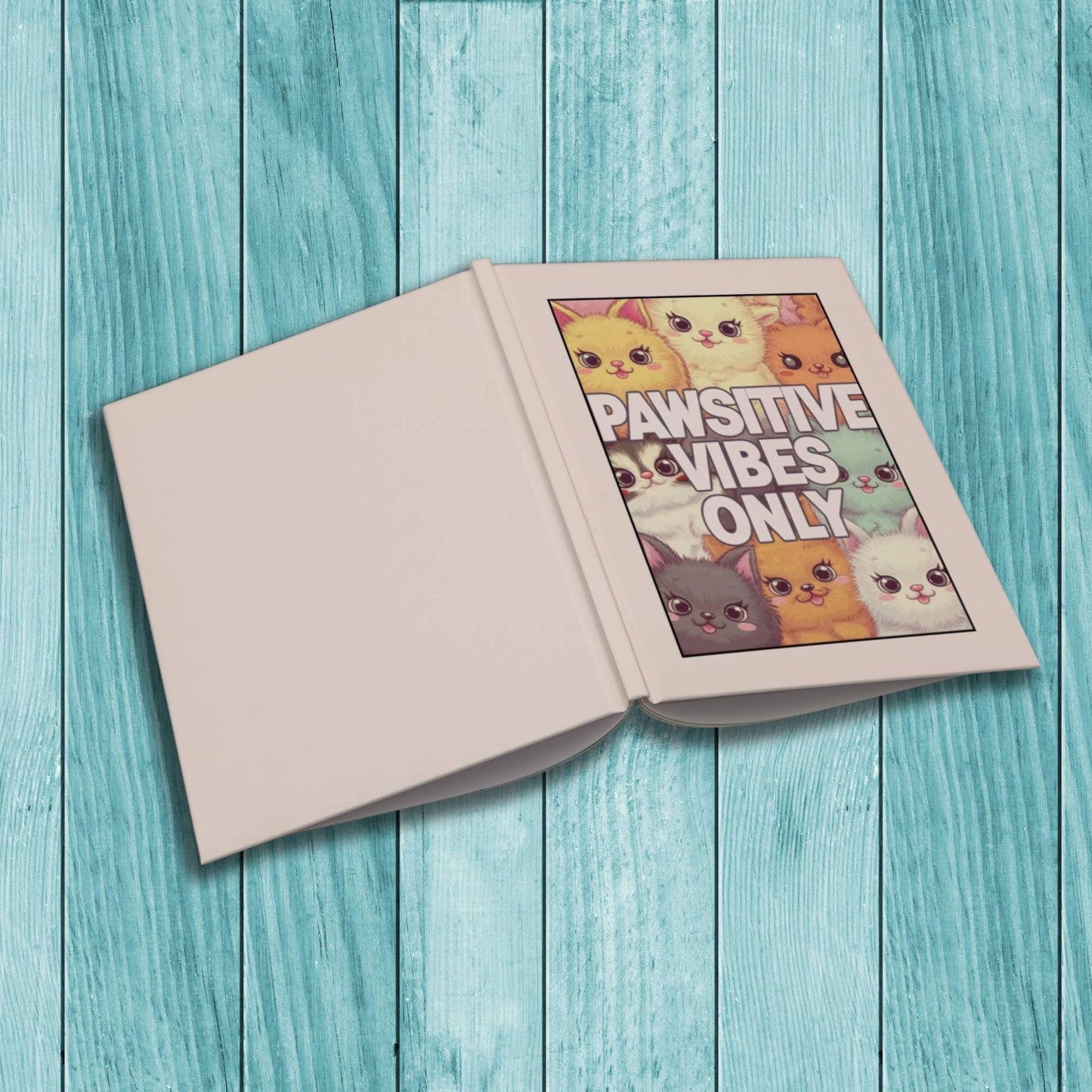 Cute Pawsitive Vibes Only sturdy cardstock cover journal for daily self-care, mindfulness, and affirmations.