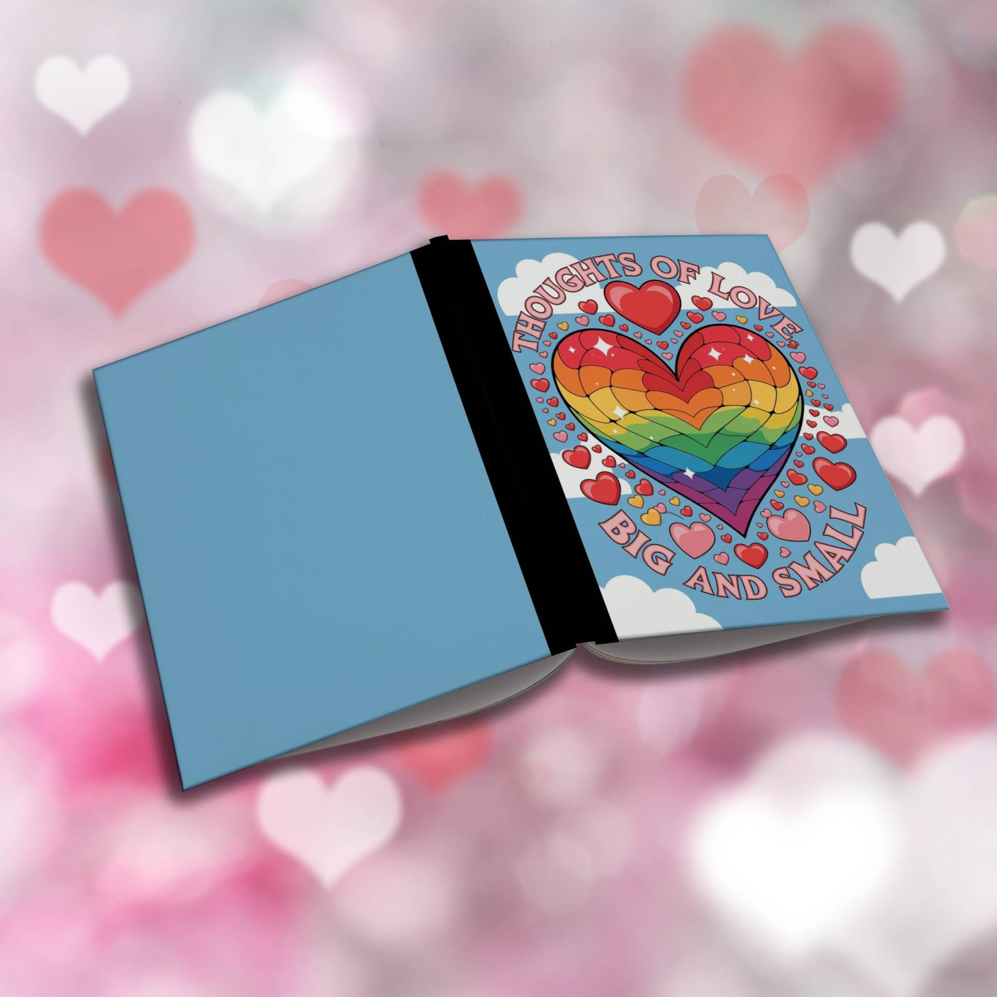 Paperback journal "Thoughts Of Love Big And Small" featuring positive cover, perfect for reflection, self-care, and mental health journaling.