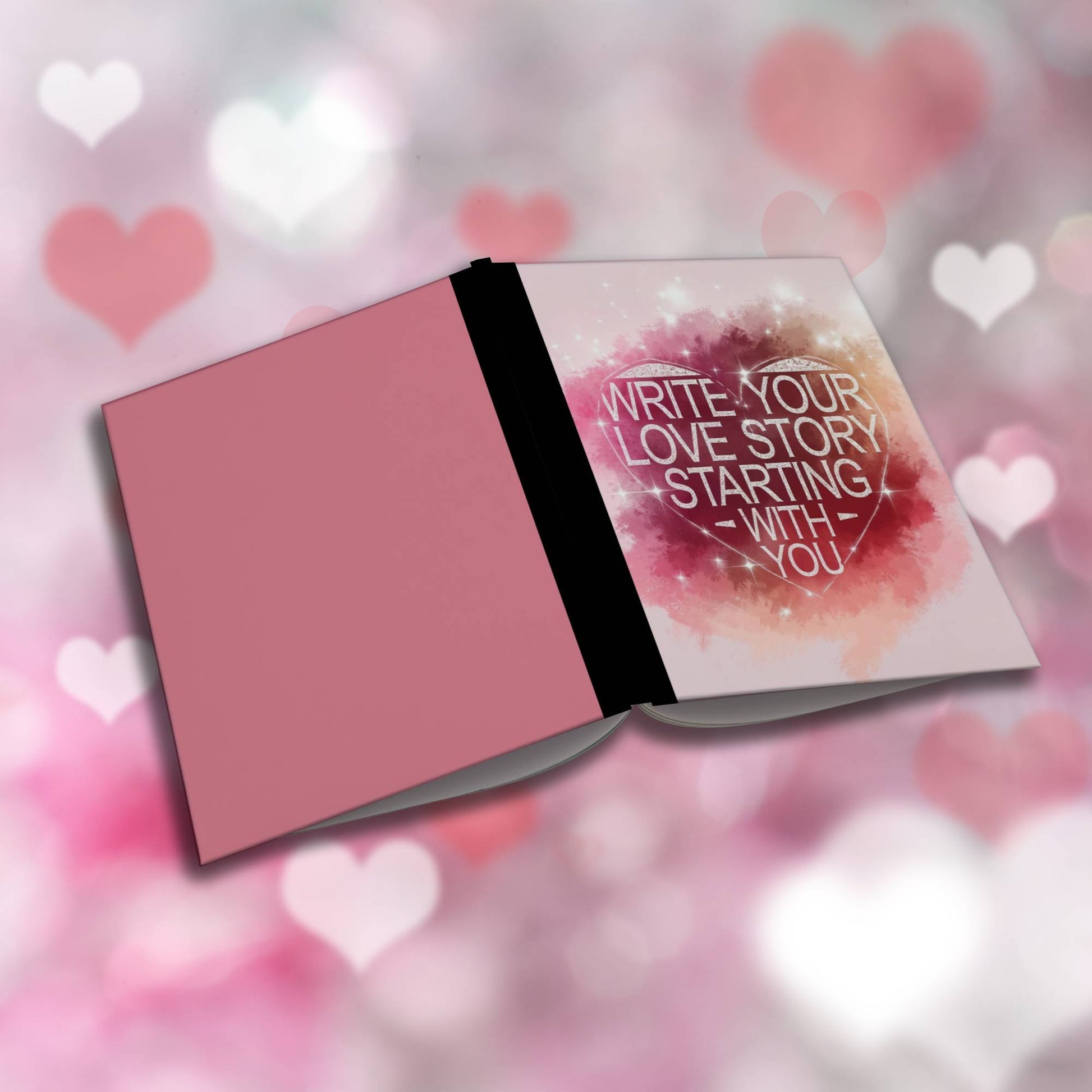 Paperback journal "Write Your Love Story Starting With You" with inspirational cover, ideal for mindfulness, journaling, and self-empowerment.