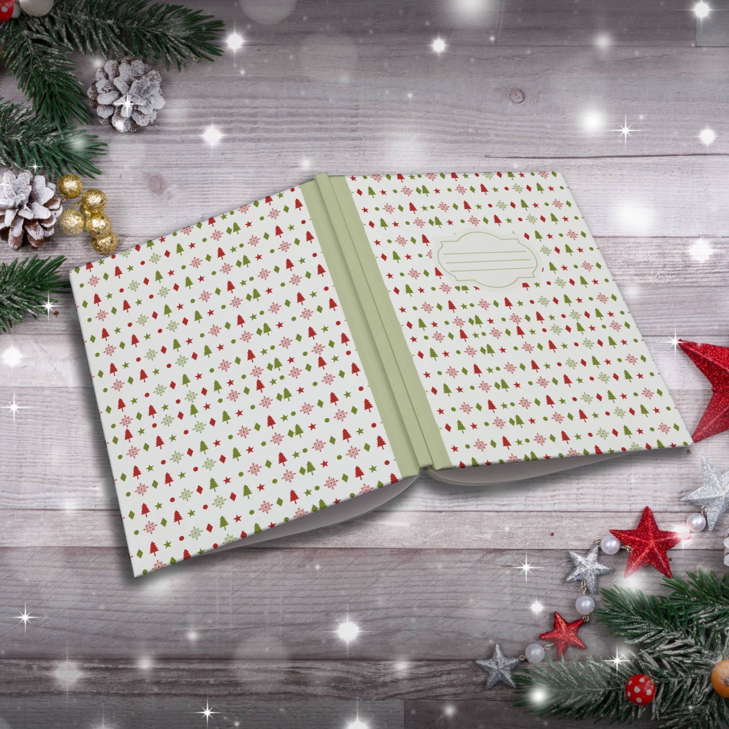Red & Olive Christmas Stockings Paperback Christmas Composition Notebook for holiday journaling, gifts, and mindfulness
