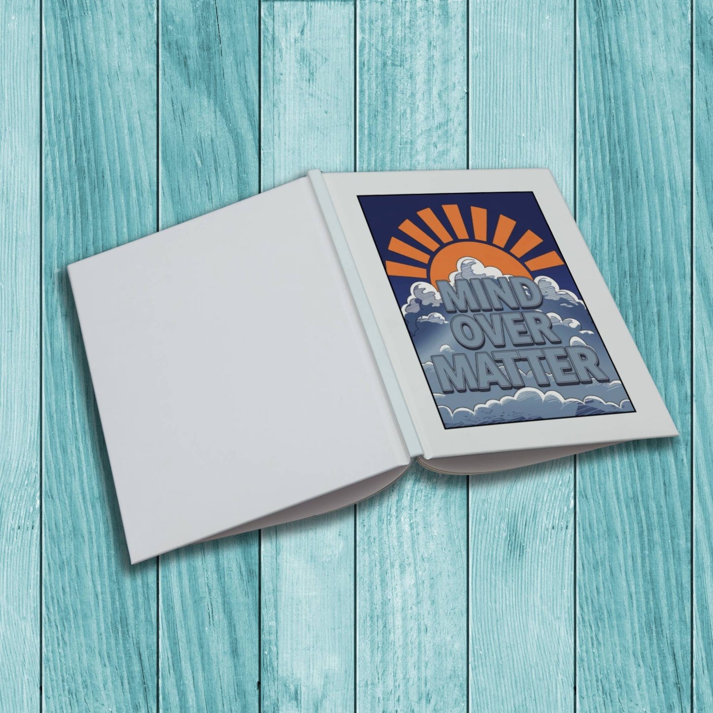 Mind Over Matter sturdy cardstock cover composition notebook for mindfulness, wellness reflections, and journaling.