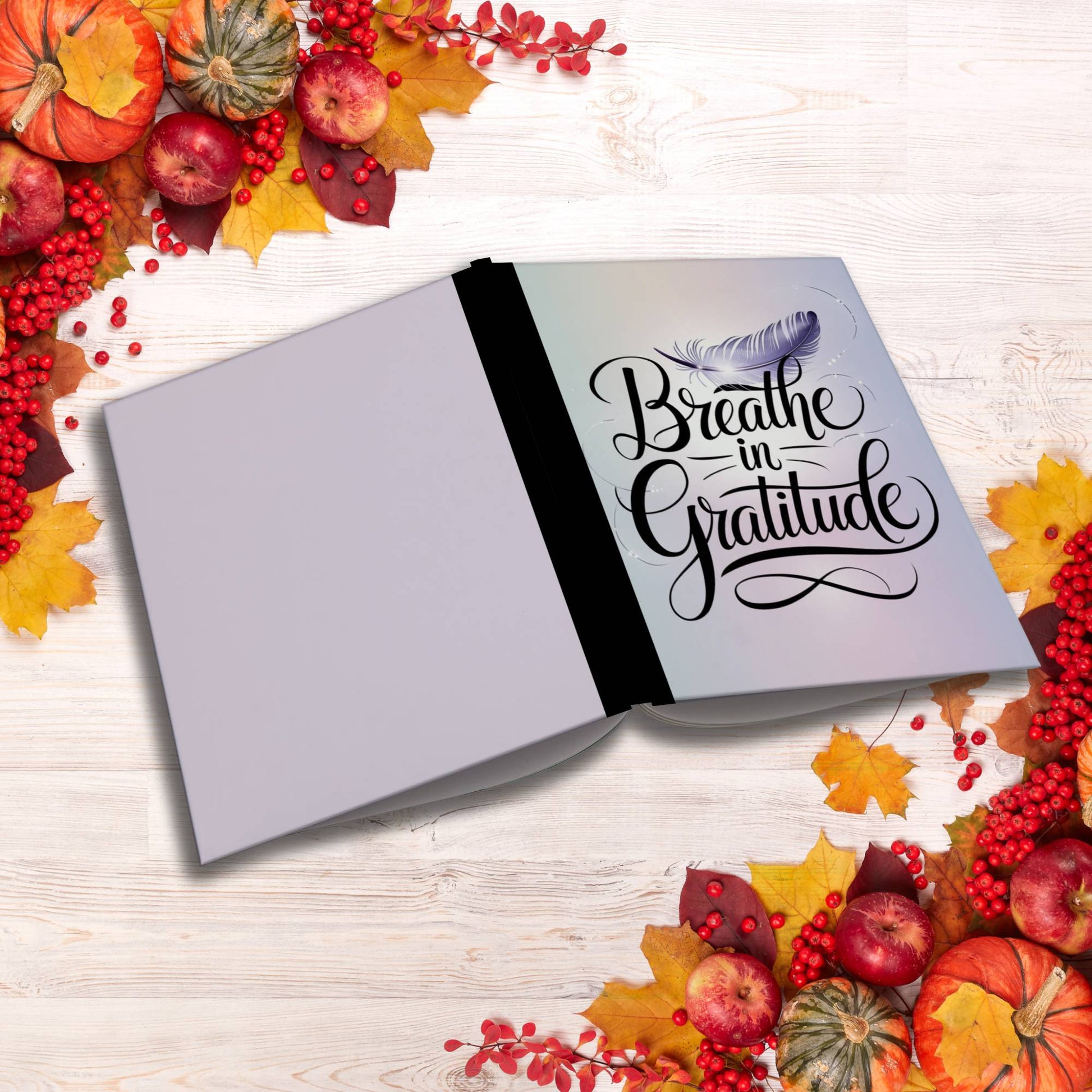Breathe In Gratitude paperback composition notebook for mindfulness, journaling, and daily positivity.