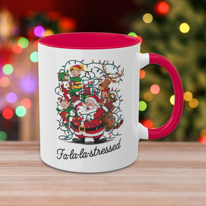 Fa-la-la Stressed: Colorful Christmas Mugs, Funny Mental Health Mug, Anxiety Humor Coffee Cup, Holiday Self-Care Gift, Festive Stocking Stuffer