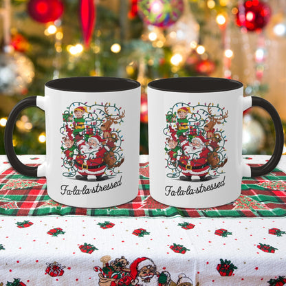 Fa-la-la Stressed: Colorful Christmas Mugs, Funny Mental Health Mug, Anxiety Humor Coffee Cup, Holiday Self-Care Gift, Festive Stocking Stuffer