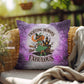 Halloween-themed indoor/outdoor throw pillow featuring “Fighting Demons” motivational message