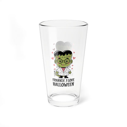 Frankly, I Love Halloween, Halloween Pint Glass, 16oz - Perfect Halloween Party Drinkware