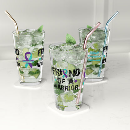 Friend of a Warrior: Personalized Suicide Prevention Awareness Warrior Pint Glass - Proud Family Member