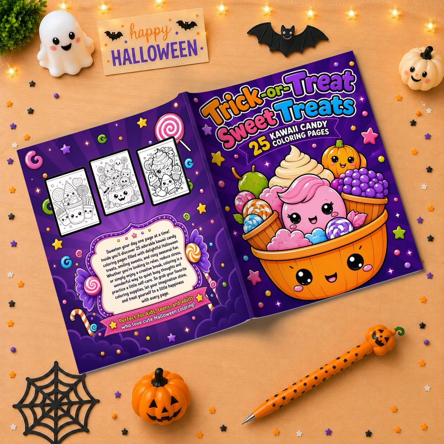 Trick-or-Treat Sweet Treats Halloween Coloring Book