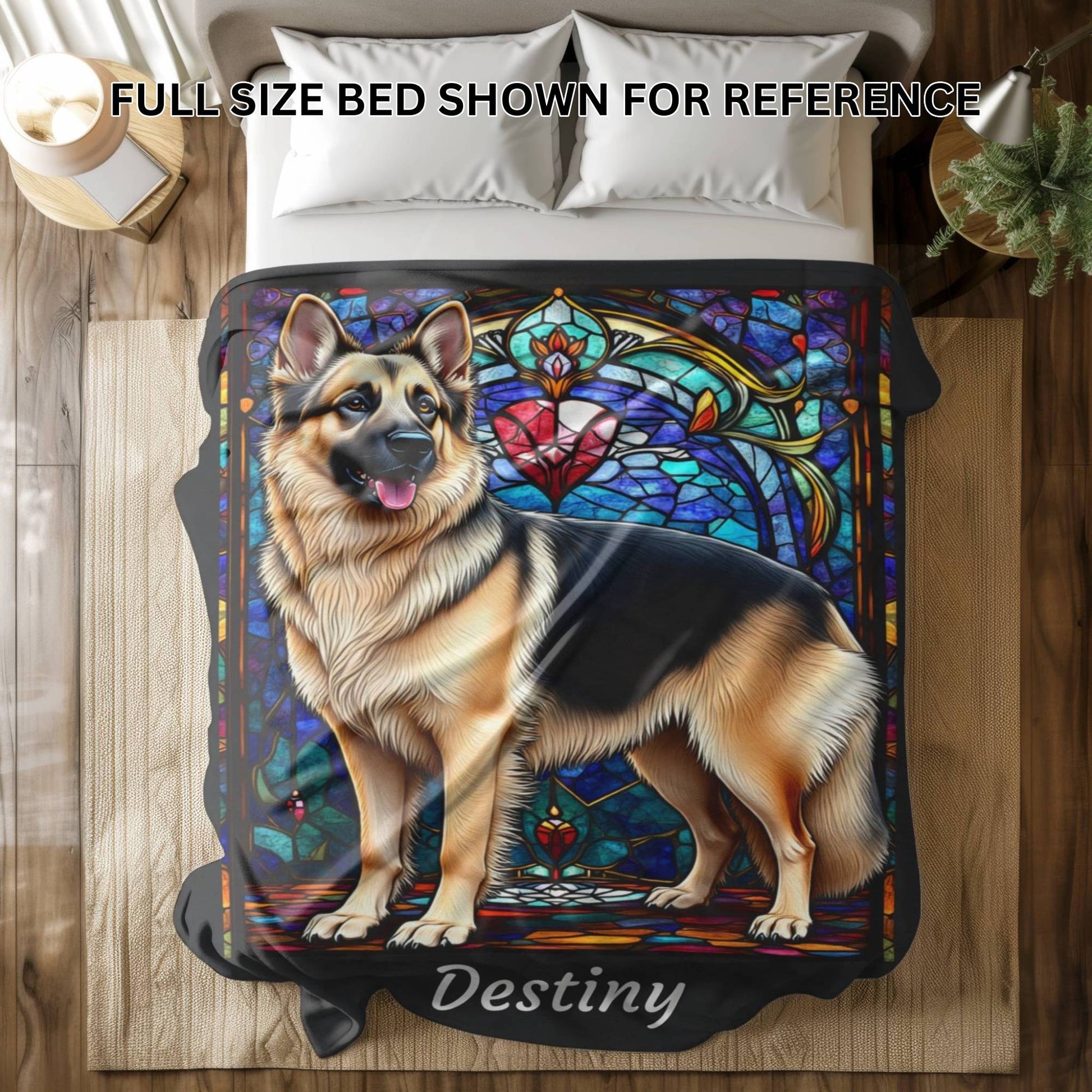 German Shepherd (Black & Cream) Personalized Velveteen Plush Blanket, Pet Lover Gift, German Shepherd Pet Blanket, Dog Lover Gift