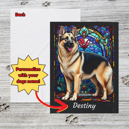 German Shepherd (Black & Cream) Personalized Velveteen Plush Blanket, Pet Lover Gift, German Shepherd Pet Blanket, Dog Lover Gift