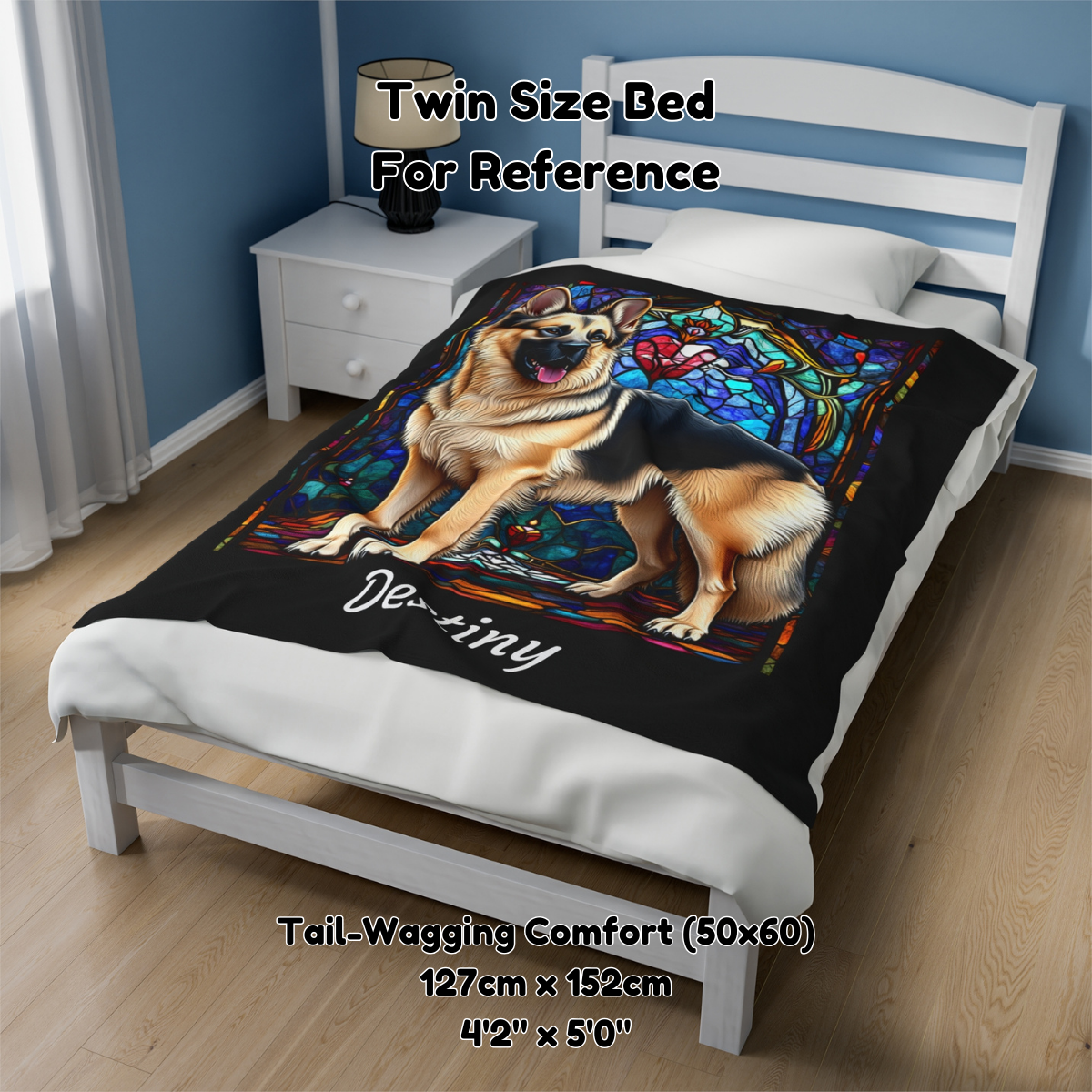 German Shepherd (Black & Cream) Personalized Velveteen Plush Blanket, Pet Lover Gift, German Shepherd Pet Blanket, Dog Lover Gift