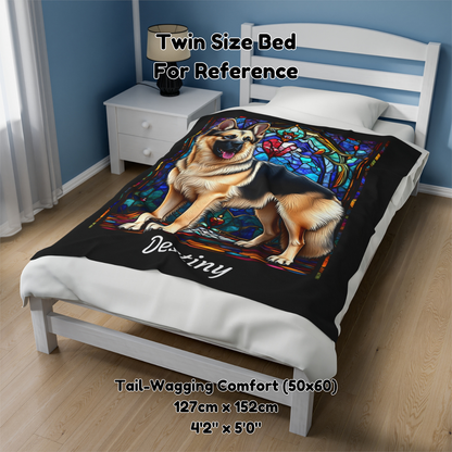 German Shepherd (Black & Cream) Personalized Velveteen Plush Blanket, Pet Lover Gift, German Shepherd Pet Blanket, Dog Lover Gift
