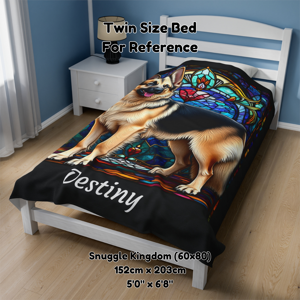 German Shepherd (Black & Cream) Personalized Velveteen Plush Blanket, Pet Lover Gift, German Shepherd Pet Blanket, Dog Lover Gift