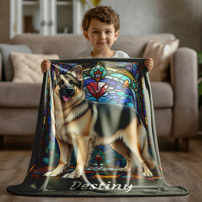 German Shepherd (Black & Cream) Personalized Velveteen Plush Blanket, Pet Lover Gift, German Shepherd Pet Blanket, Dog Lover Gift