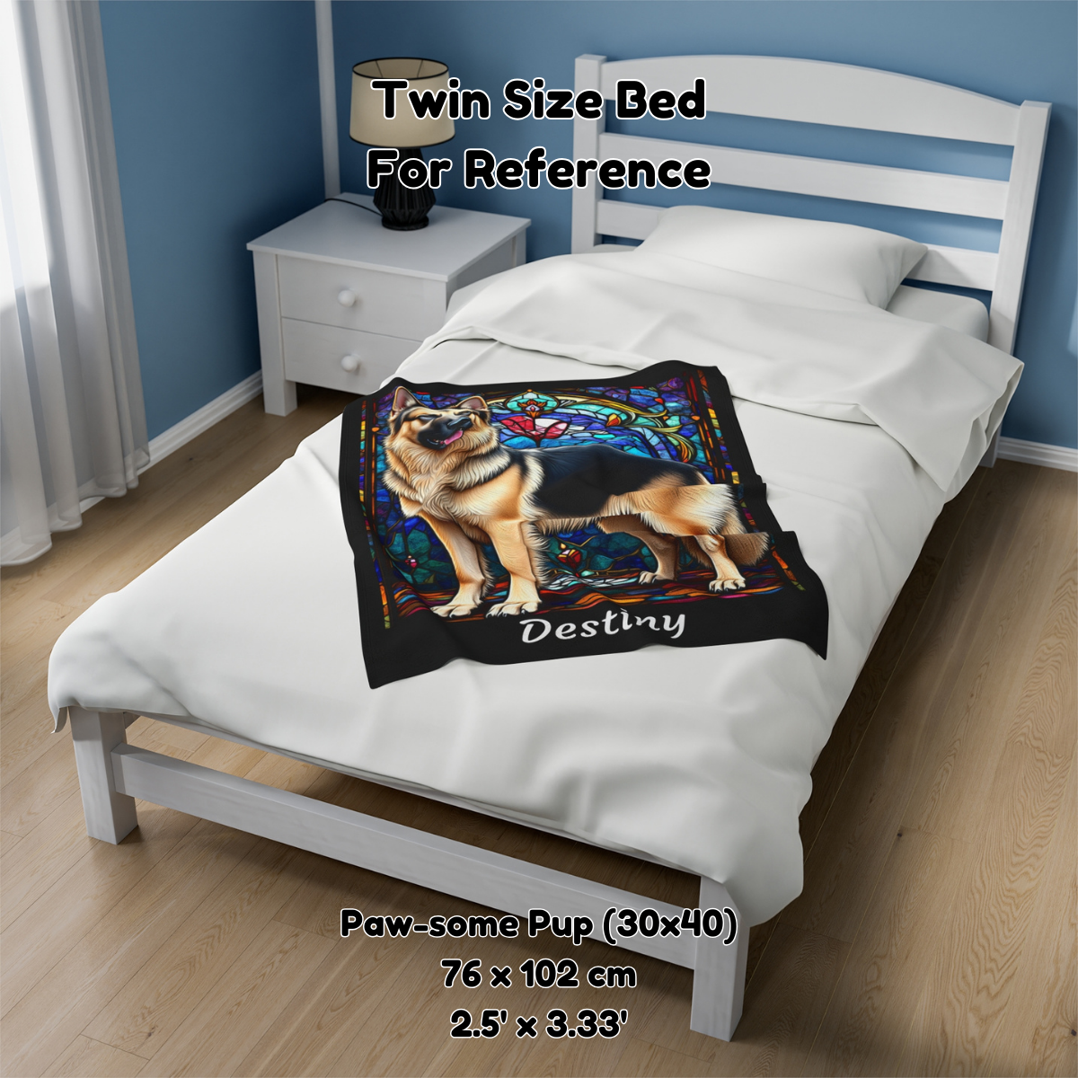 German Shepherd (Black & Cream) Personalized Velveteen Plush Blanket, Pet Lover Gift, German Shepherd Pet Blanket, Dog Lover Gift