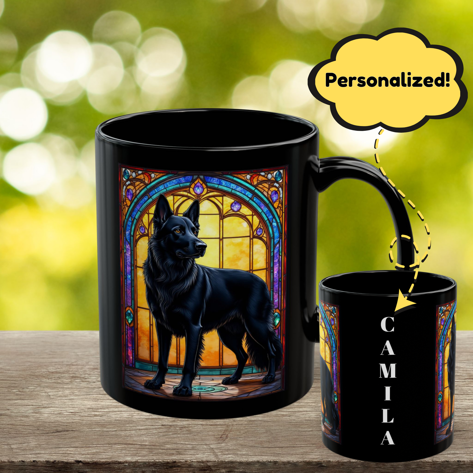 German Shepherd (Black) Personalized Mug, Pet Lover Mug, Dog Coffee Mug, Custom Name Mug, Dog Lover Gift, Dog-Themed Mug, GS Mug
