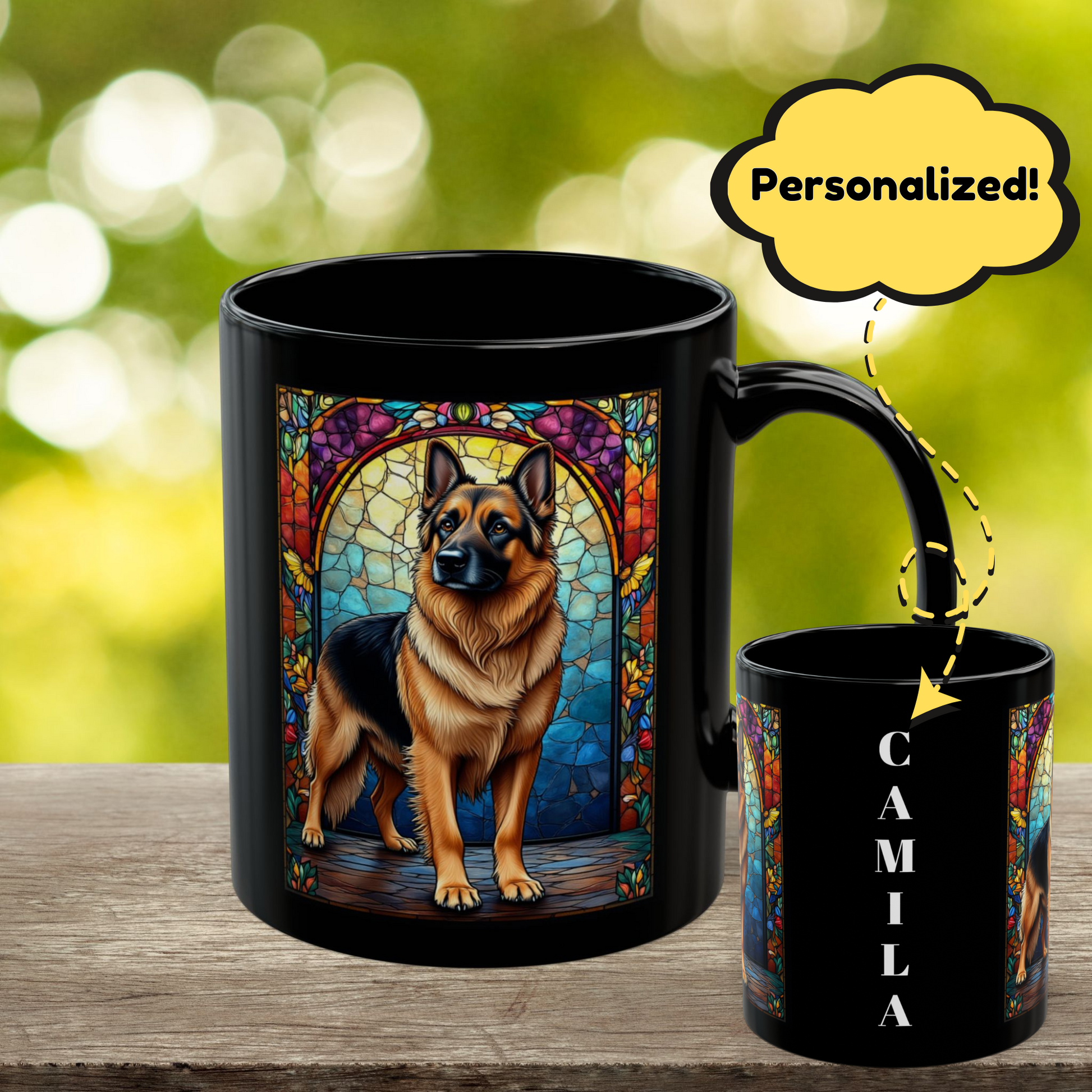German Shepherd (Black & Tan) Personalized Mug, Pet Lover Mug, Dog Coffee Mug, Custom Name Mug, Dog Lover Gift, Dog-Themed Mug, GS Mug
