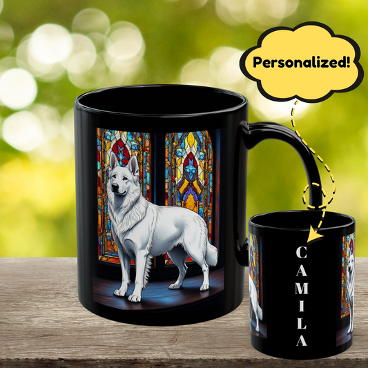 White German Shepherd personalized name coffee cup