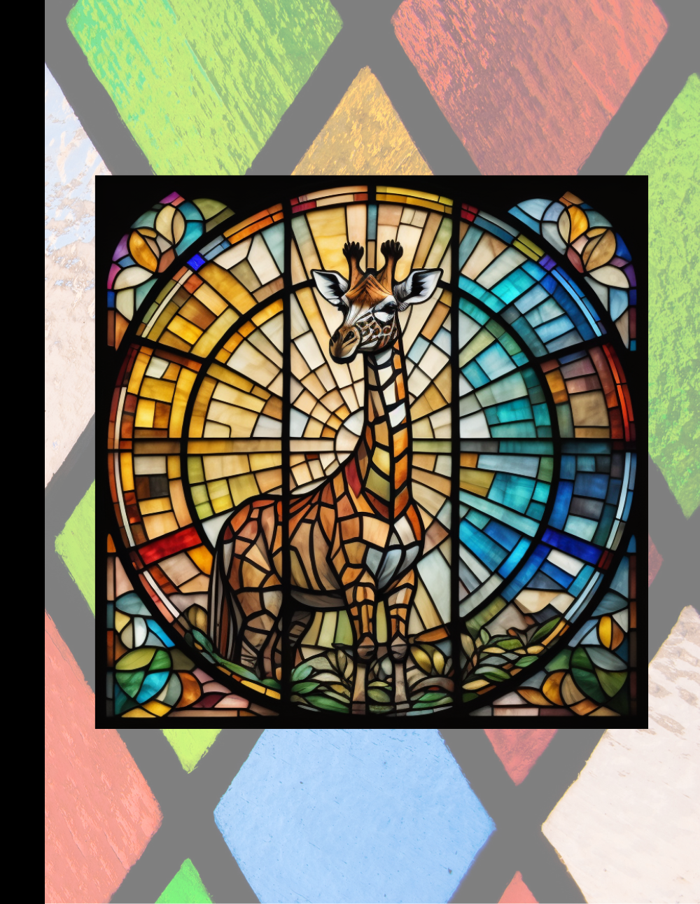 Giraffe - Stained Glass Zoo Animals Composition Notebook