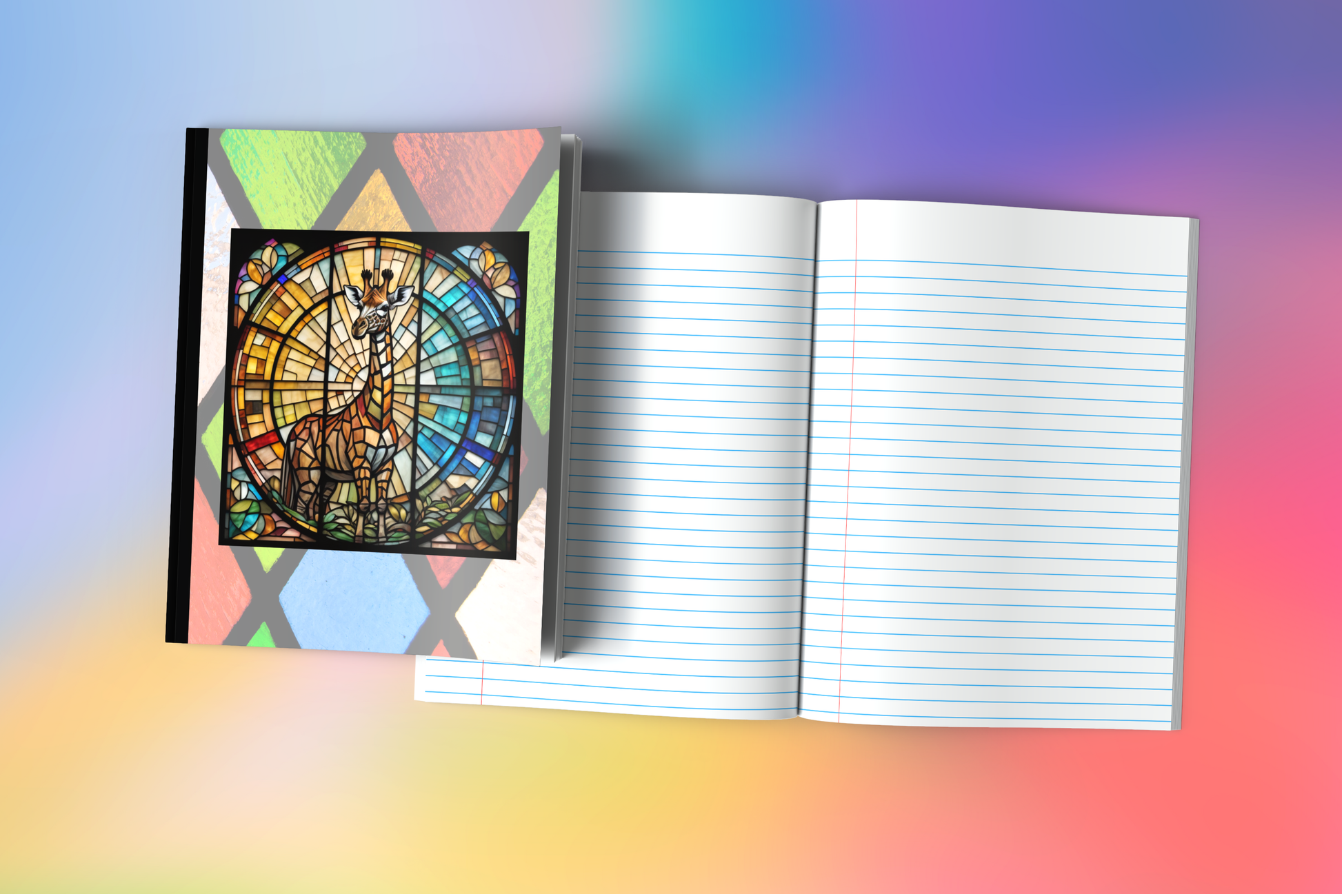 Giraffe - Stained Glass Zoo Animals Composition Notebook
