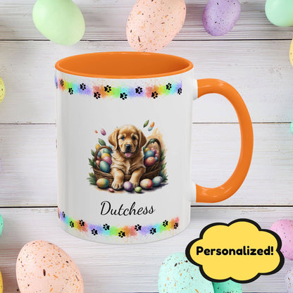 Golden Retriever: Personalized Easter Puppy Coffee Mug - Adorable Dog Design, Mental Health Gift, 11oz & 15oz, 12 Color Choices, Easter Gifts & Décor    Easter Puppy Mug