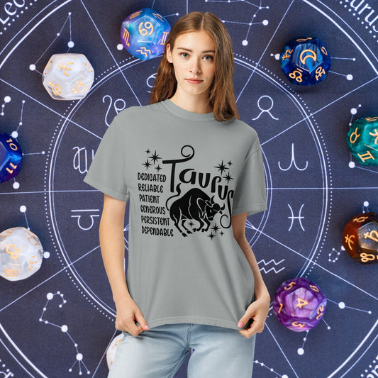 Taurus Zodiac Comfort Colors T-Shirt - Earthy and grounded Taurus astrology shirt, perfect for self-care and thoughtful gifting