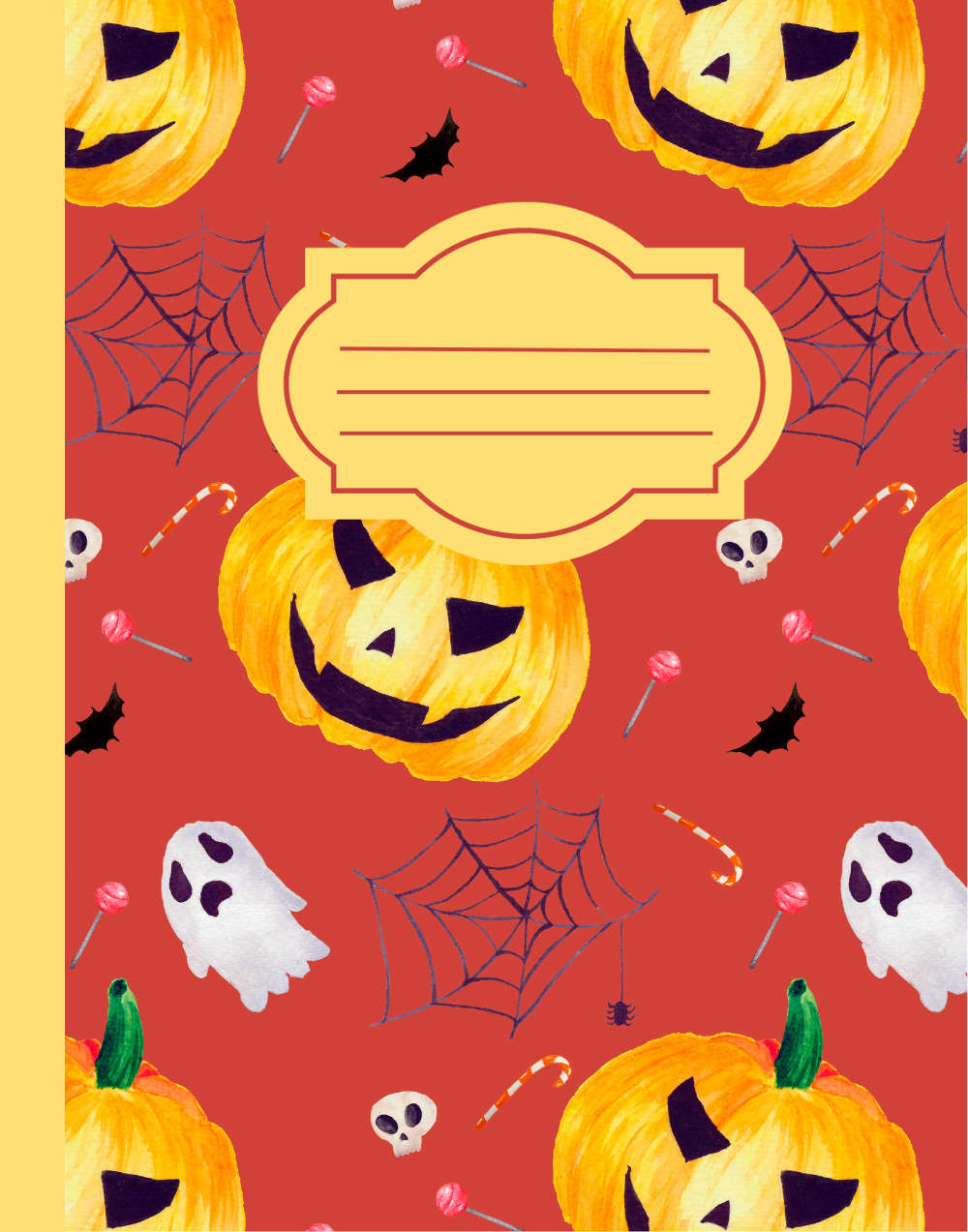Halloween Wide Ruled Composition Notebook, Halloween Journal - Dark Orange