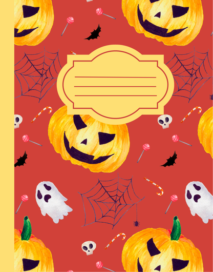 Halloween Wide Ruled Composition Notebook, Halloween Journal - Dark Orange