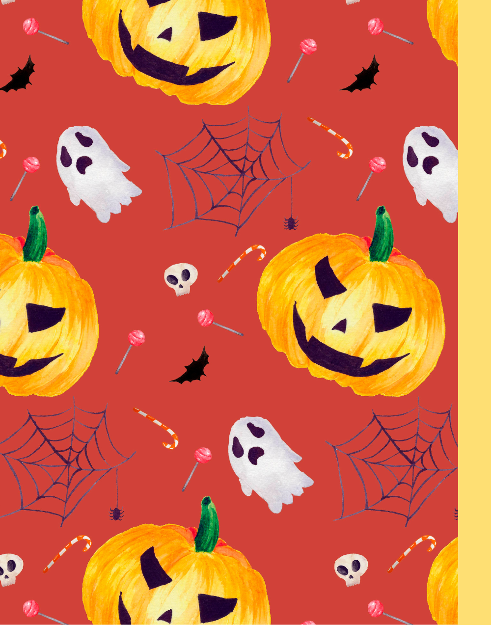 Halloween Wide Ruled Composition Notebook, Halloween Journal - Dark Orange