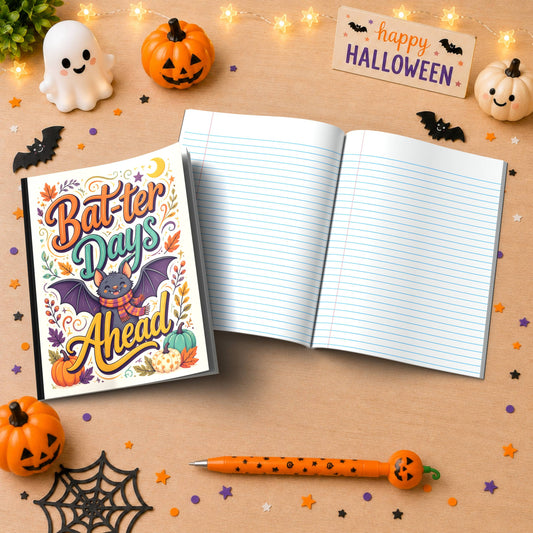 Bat-ter Days Ahead Halloween Composition Notebook - Cute Spooky Paperback Journal Gift