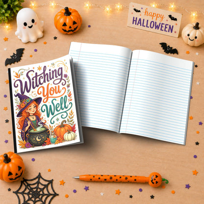 Witching You Well Halloween Composition Notebook - Cute Witch Paperback Journal